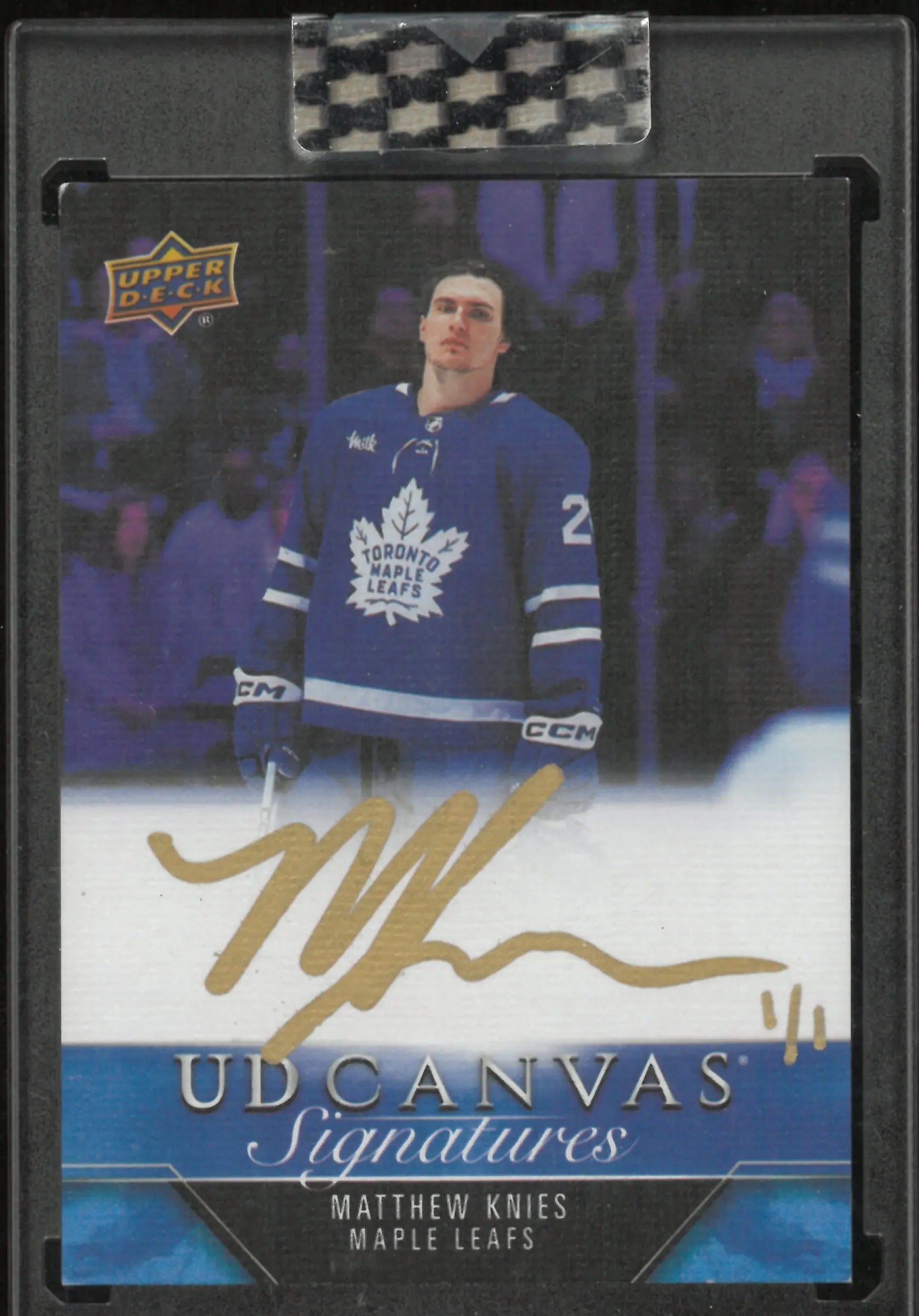 2023-24 Upper Deck Clear Cut Hockey Matthew Knies UD Canvas RC Gold Auto 1/1 