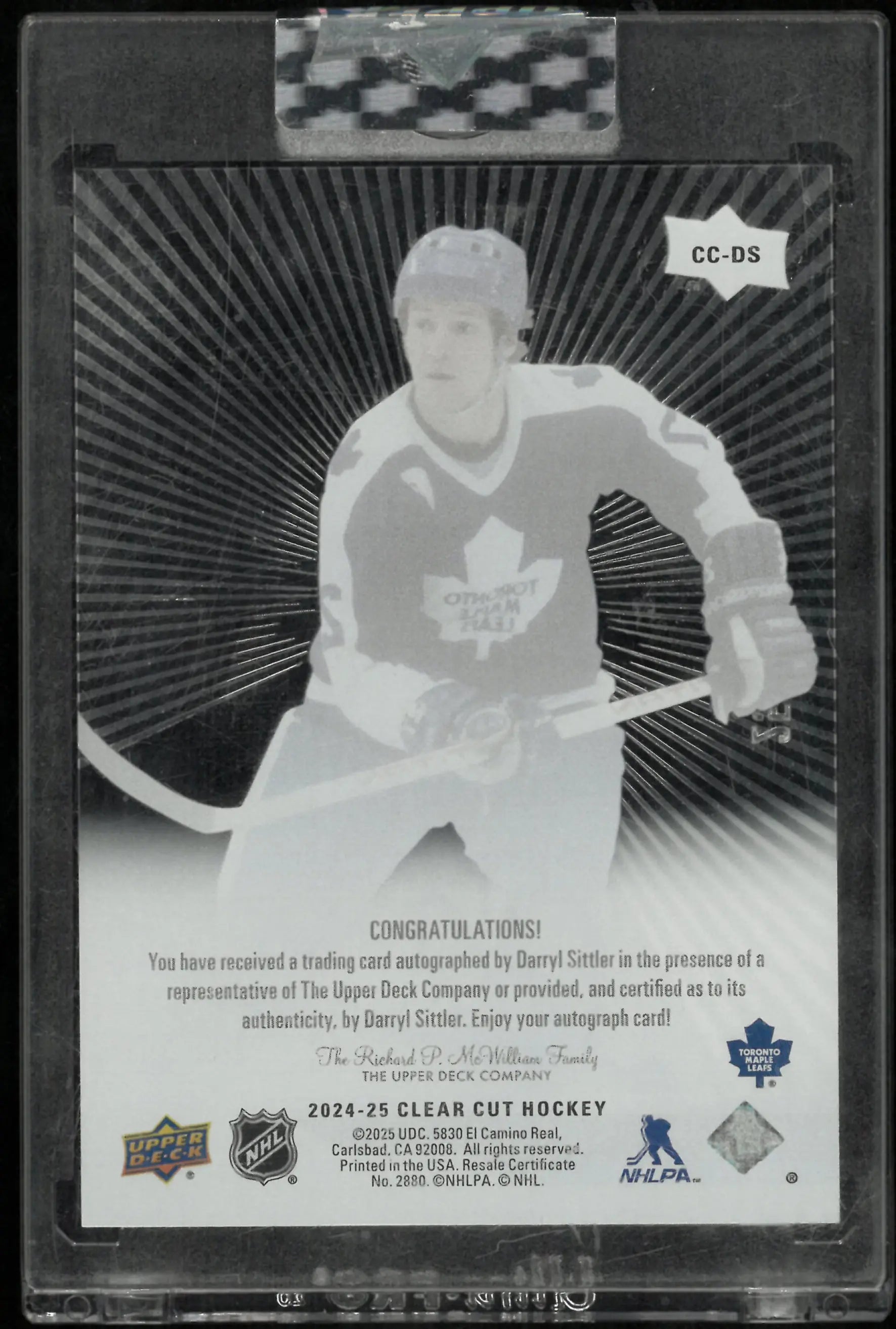 2023-24 Upper Deck Clear Cut Hockey Outburst Auto Darryl Sittler /25 