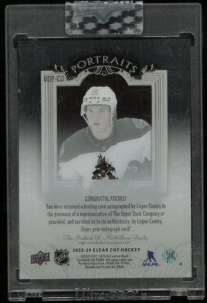 2023-24 Upper Deck Clear Cut Logan Cooley RC Rookie UD Portraits Auto 
