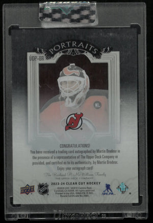 2023-24 Upper Deck Clear Cut Portraits Autograph Martin Brodeur Auto 