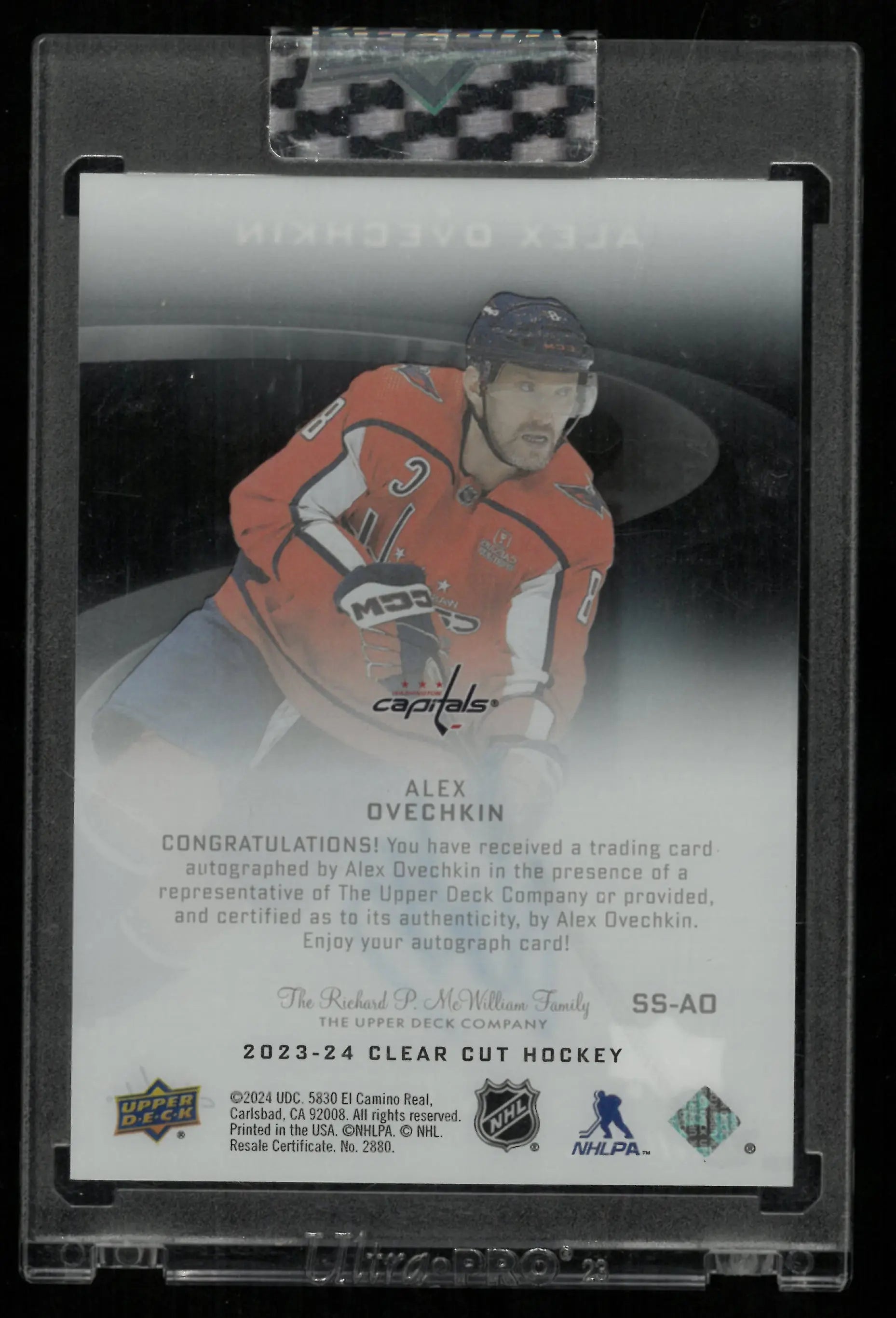 2023-24 Upper Deck Clear Cut Sweet Shot Alexander Ovechkin Autograph Auto SSP 