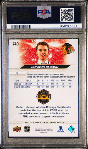 2023-24 Upper Deck Extended Series Draft Rookie Connor Bedard RC PSA 10 
