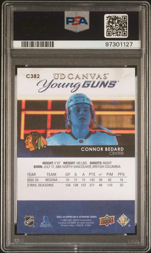 2023-24 Upper Deck Extended UD Canvas Rookie Young Guns Connor Bedard RC PSA 10 