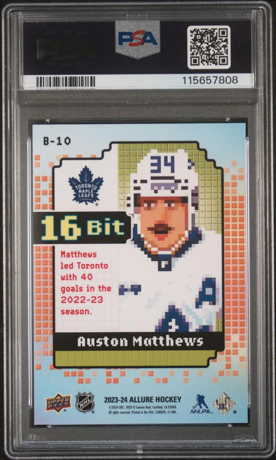 2023-24 Upper Deck Hockey Allure 16-Bit Auston Matthews PSA 10 
