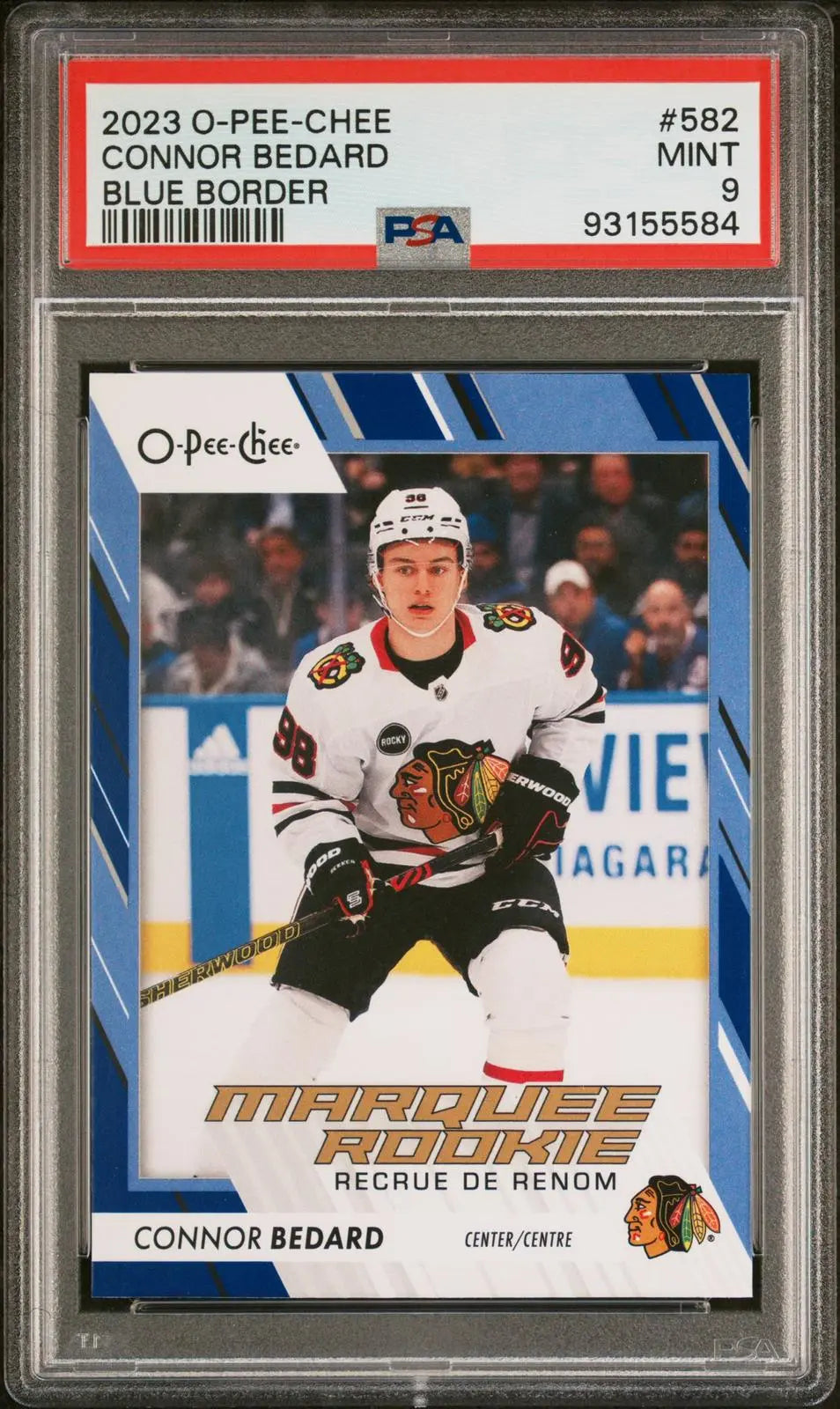 2023-24 Upper Deck O-Pee-Chee Marquee Rookie Connor Bedard RC Blue Border PSA 9 