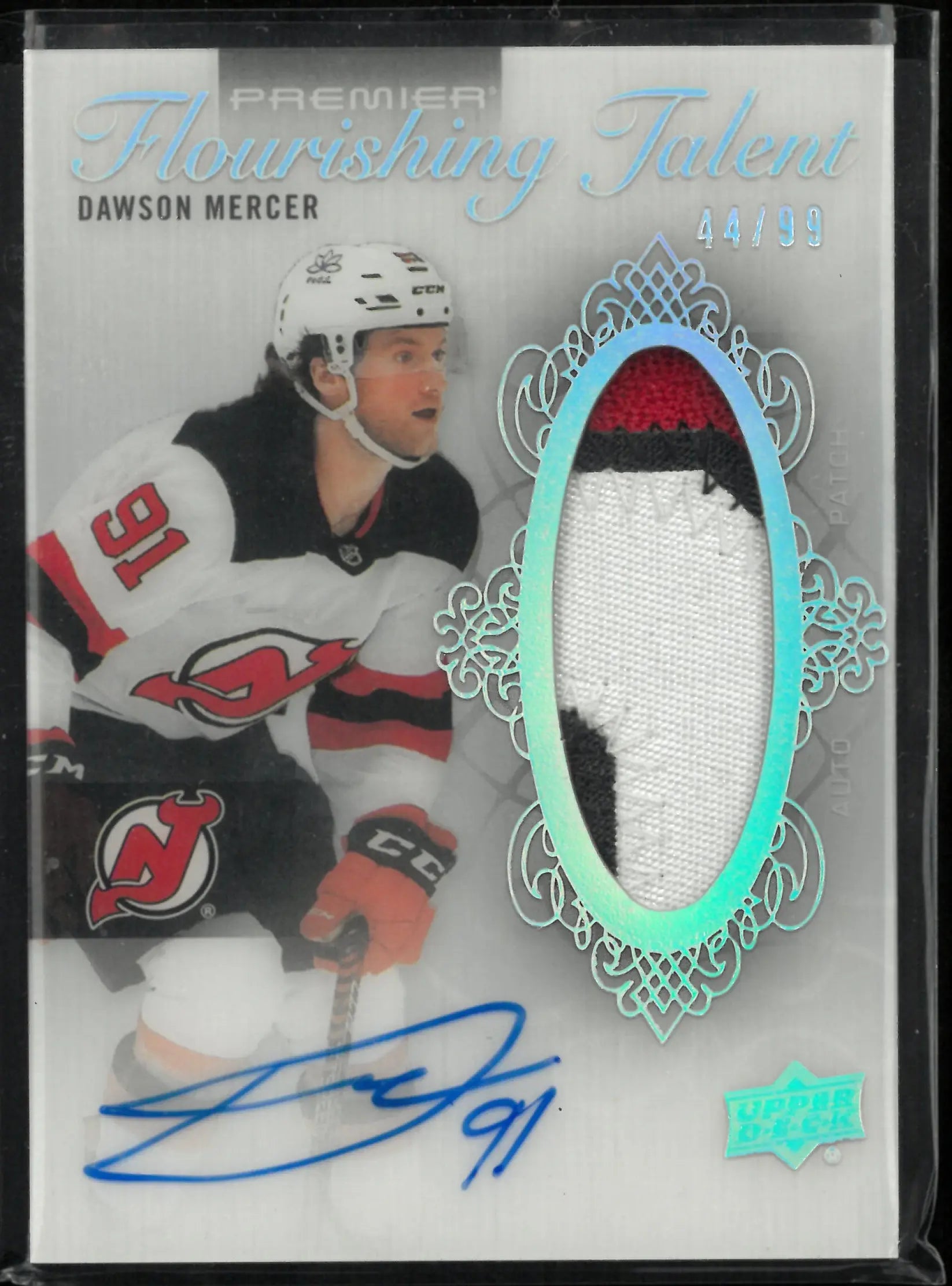 2023-24 Upper Deck Premier Flourishing Talent Auto Patch Dawson Mercer /99 