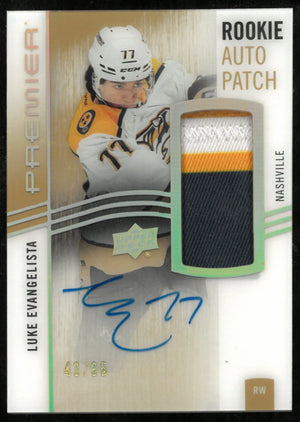 2023-24 Upper Deck Premier Gold Rookie Patch Auto Luke Evangelista /65 