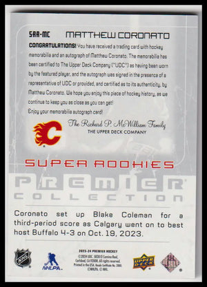 2023-24 Upper Deck Premier Matthew Coronato Super Rookies Patch Auto #/99 