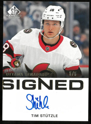 2023-24 Upper Deck SP Game Used Gold Signed Auto Tim Stutzle /5 