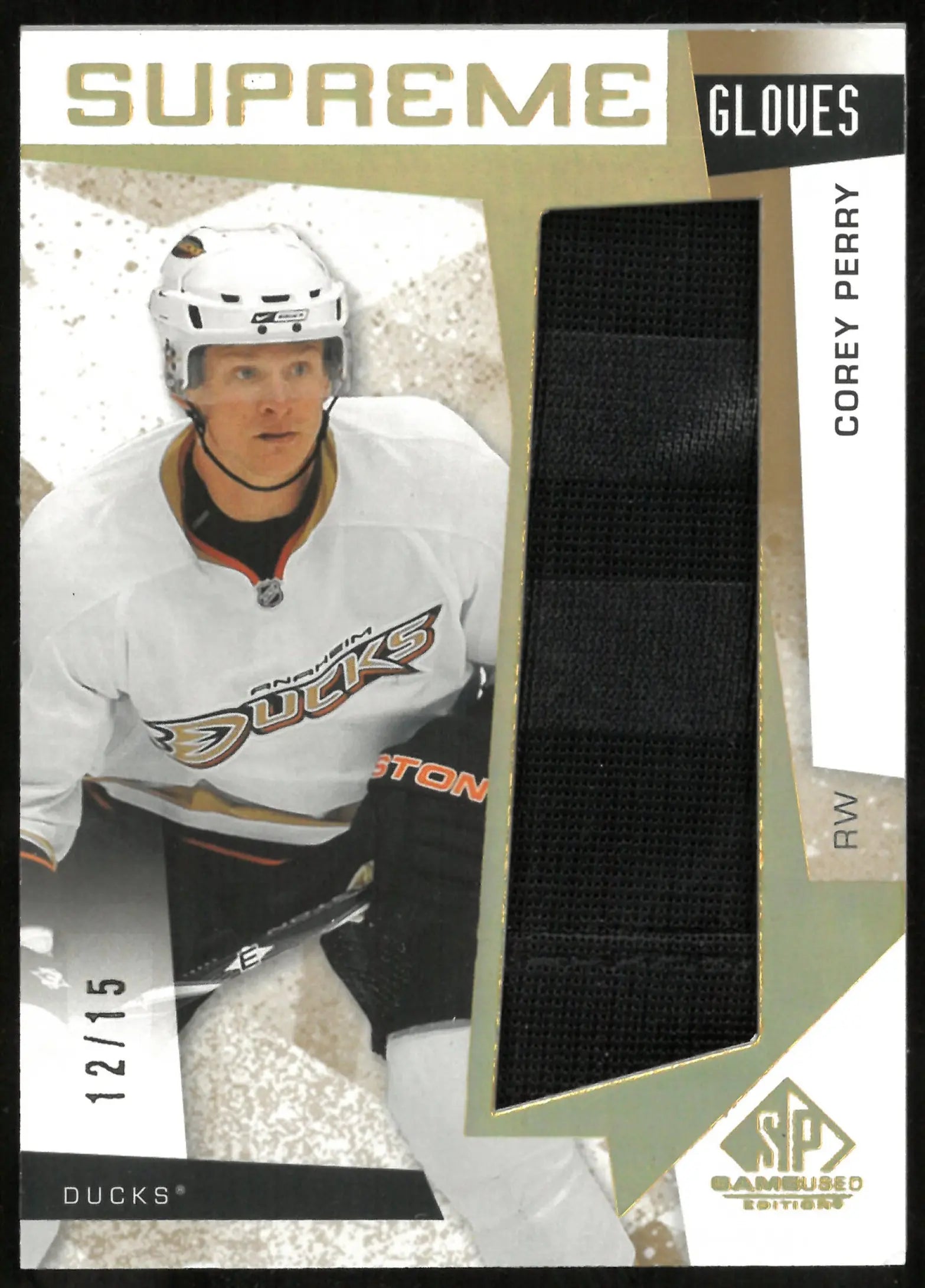 2023-24 Upper Deck SP Game Used Gold Supreme Gloves Corey Perry /15 