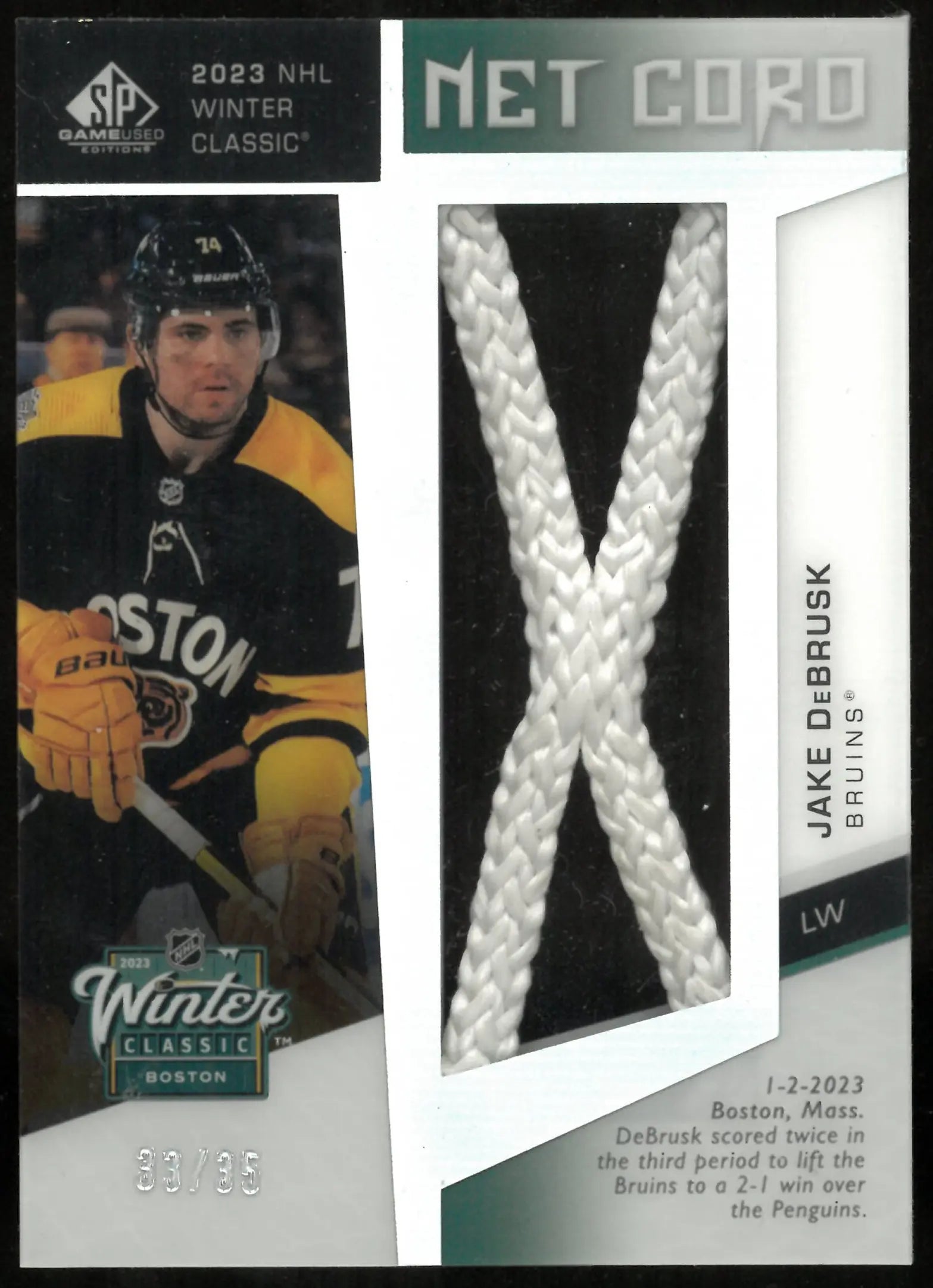 2023-24 Upper Deck SP Game Used Net Cord Jake DeBrusk /35 