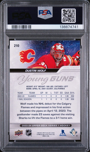 2023-24 Upper Deck Series 1 Dustin Wolf Young Guns RC Rookie #210 PSA 10 