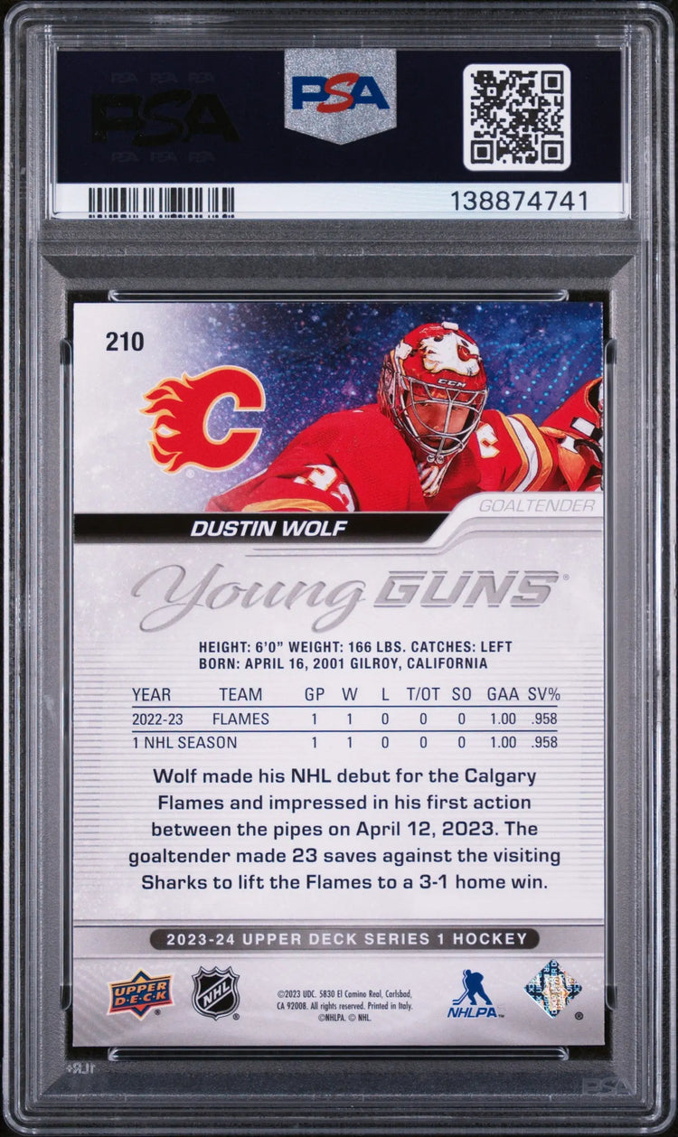 2023-24 Upper Deck Series 1 Dustin Wolf Young Guns RC Rookie #210 PSA 10 
