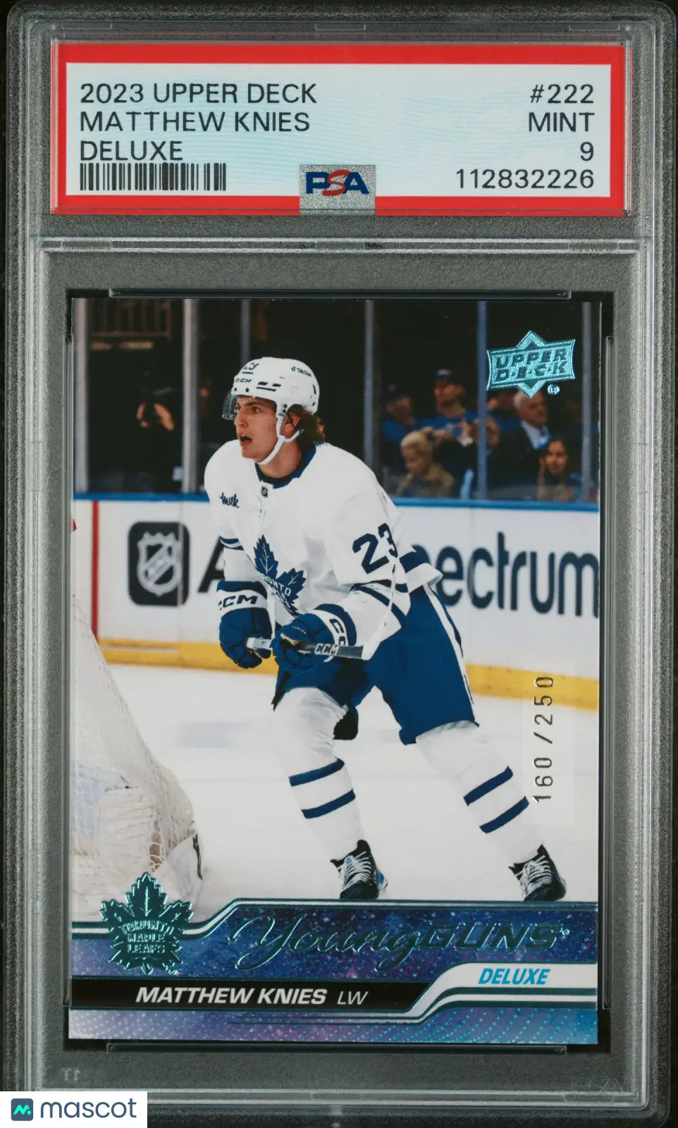 2023-24 Upper Deck Series 1 Hockey Matthew Knies Deluxe Young Guns RC PSA 9 /250 