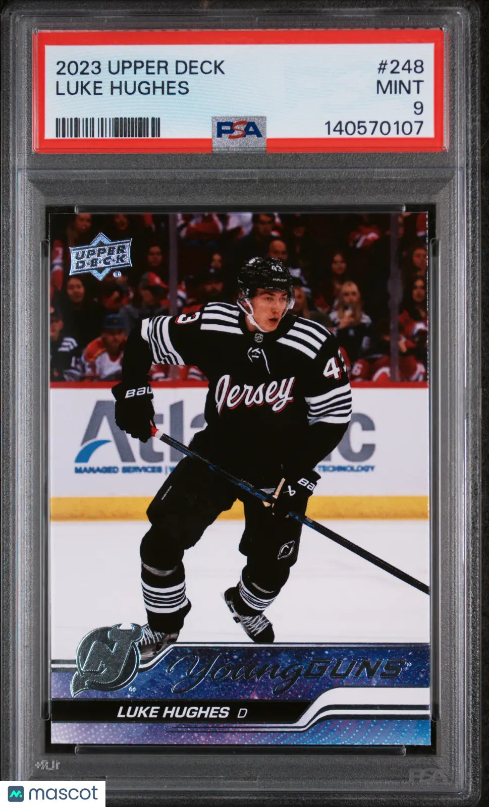 2023-24 Upper Deck Series 1 Young Guns Rookie Luke Hughes RC PSA 9 