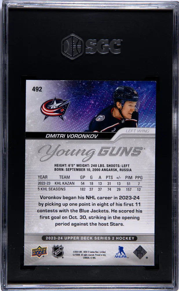 2023-24 Upper Deck Series 2 Hockey Dmitri Voronkov Young Guns RC SGC 9.5 