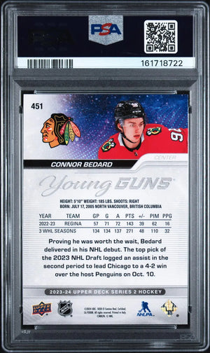 2023-24 Upper Deck Series 2 Hockey Rookie Young Guns Connor Bedard RC PSA 10 