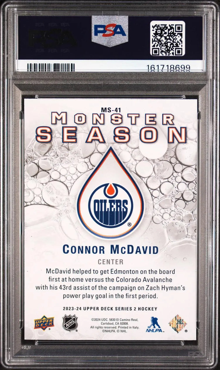 2023-24 Upper Deck Series 2 Monster Season MS41 Connor McDavid Gold PSA 10 