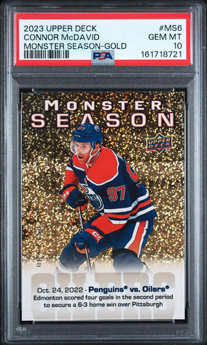 2023-24 Upper Deck Series 2 Monster Season MS6 Connor McDavid Gold PSA 10 