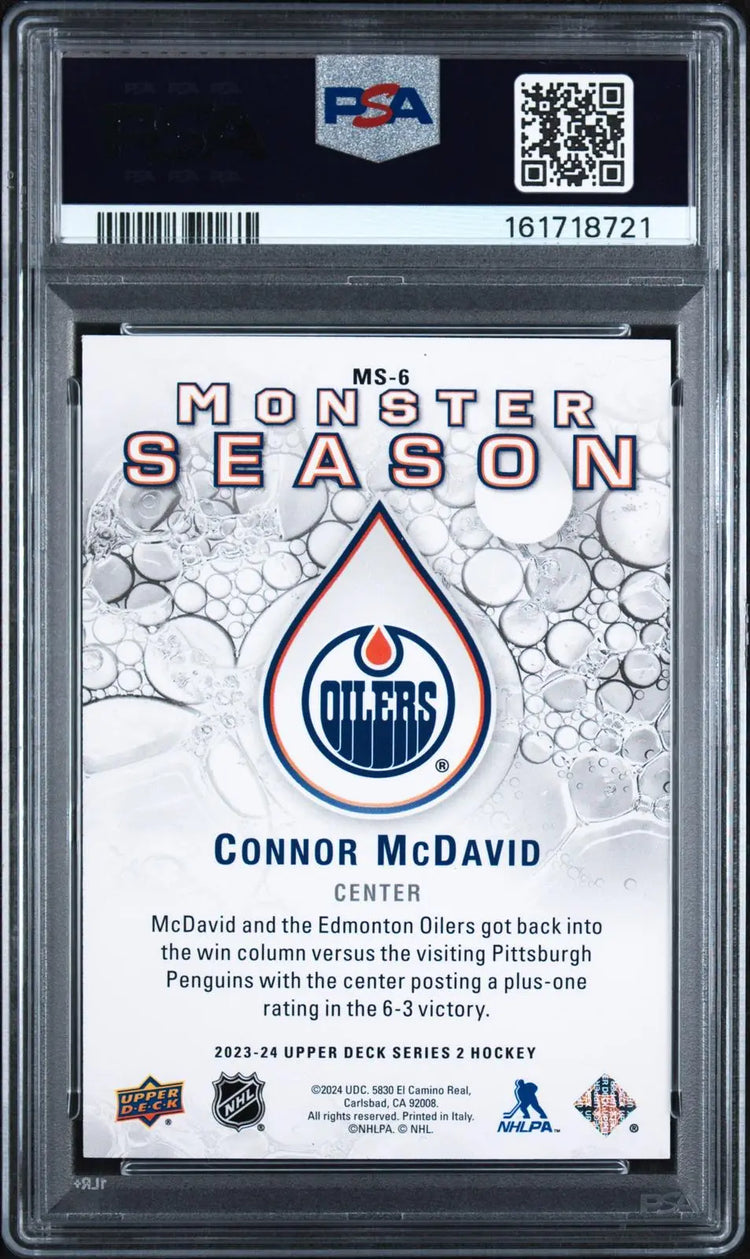 2023-24 Upper Deck Series 2 Monster Season MS6 Connor McDavid Gold PSA 10 