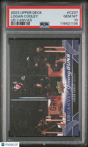 2023-24 Upper Deck Series 2 UD Canvas Young Guns RC Logan Cooley PSA 10 