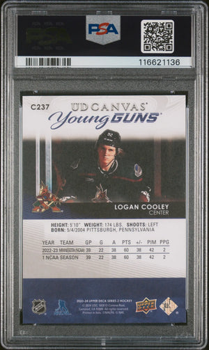 2023-24 Upper Deck Series 2 UD Canvas Young Guns RC Logan Cooley PSA 10 