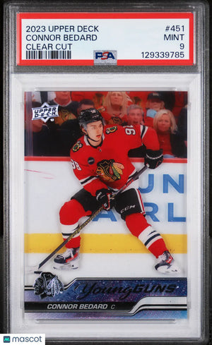 2023-24 Upper Deck Series 2 Young Guns Clear Cut Rookie Connor Bedard #451 PSA 9 