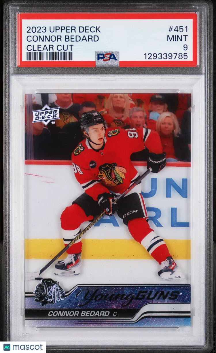2023-24 Upper Deck Series 2 Young Guns Clear Cut Rookie Connor Bedard #451 PSA 9 