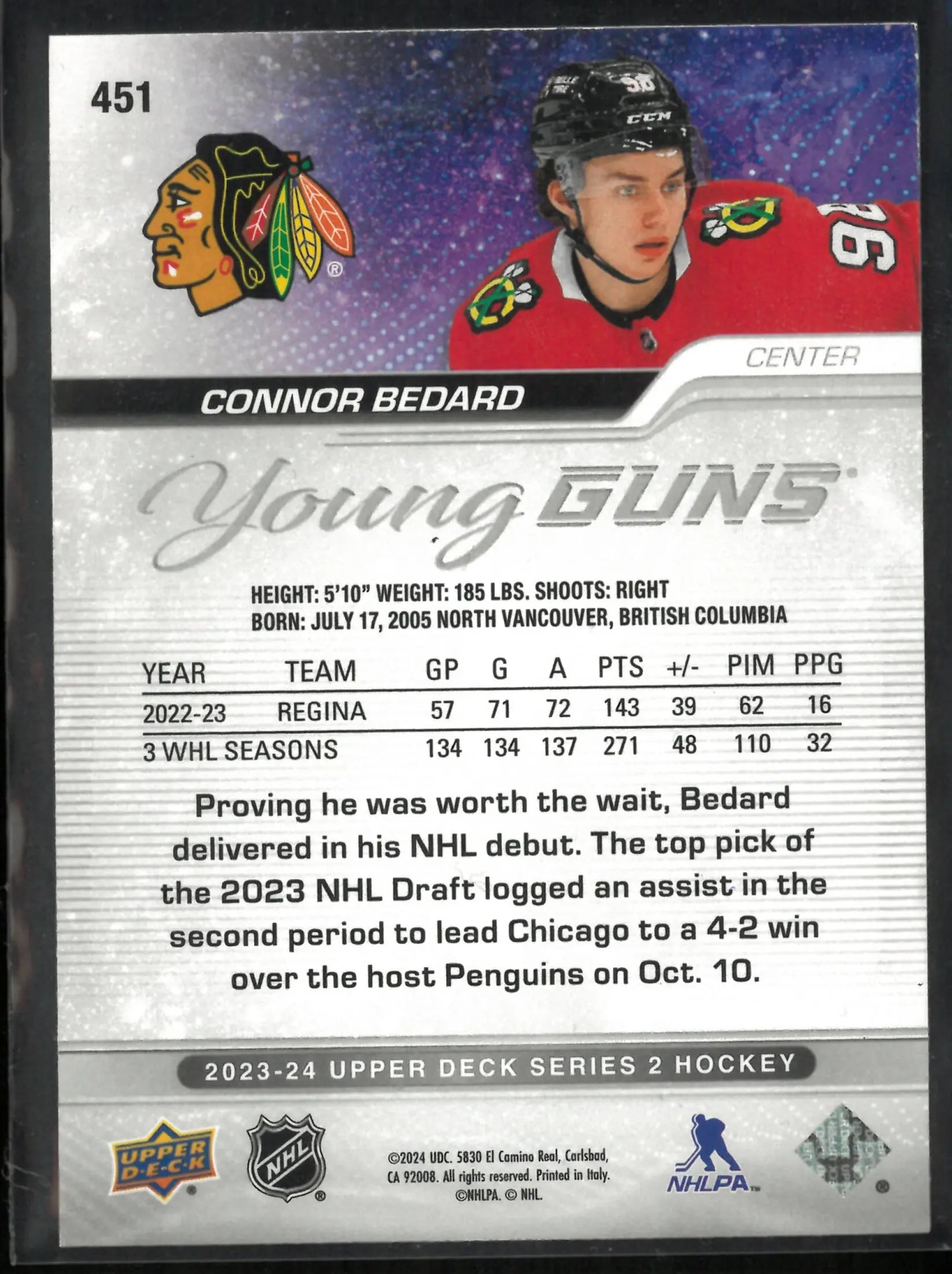 2023-24 Upper Deck Series 2 Young Guns Connor Bedard 