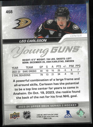 2023-24 Upper Deck Series 2 Young Guns Rookie Leo Carlsson RC 