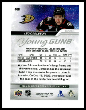 2023-24 Upper Deck Series 2 Young Guns Rookie Leo Carlsson RC (A) 
