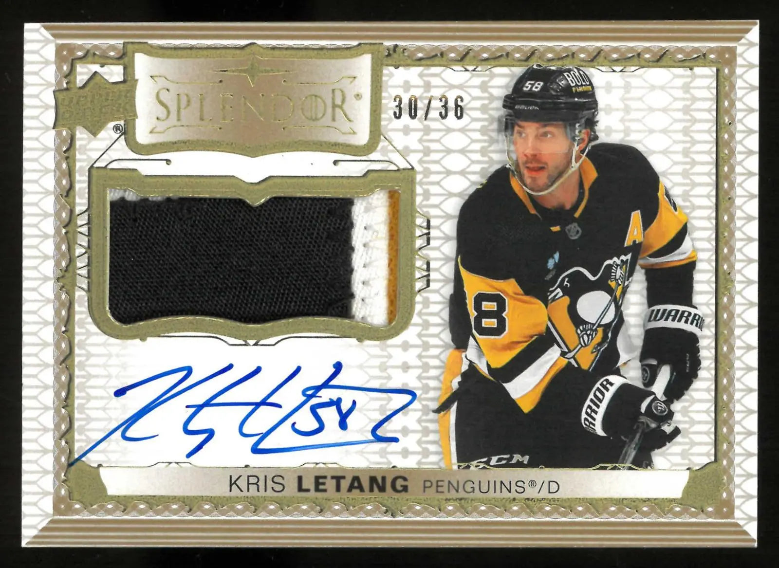 2023-24 Upper Deck Splendor Hockey Autograph Patch Kris Letang Auto /36 