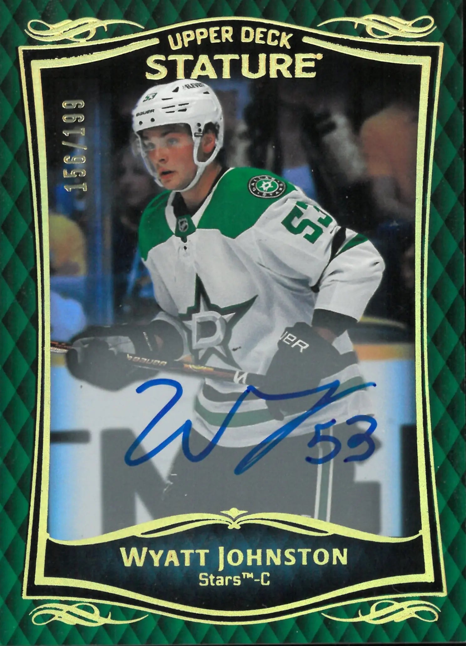 2023-24 Upper Deck Stature Hockey Wyatt Johnston Auto Green /199 