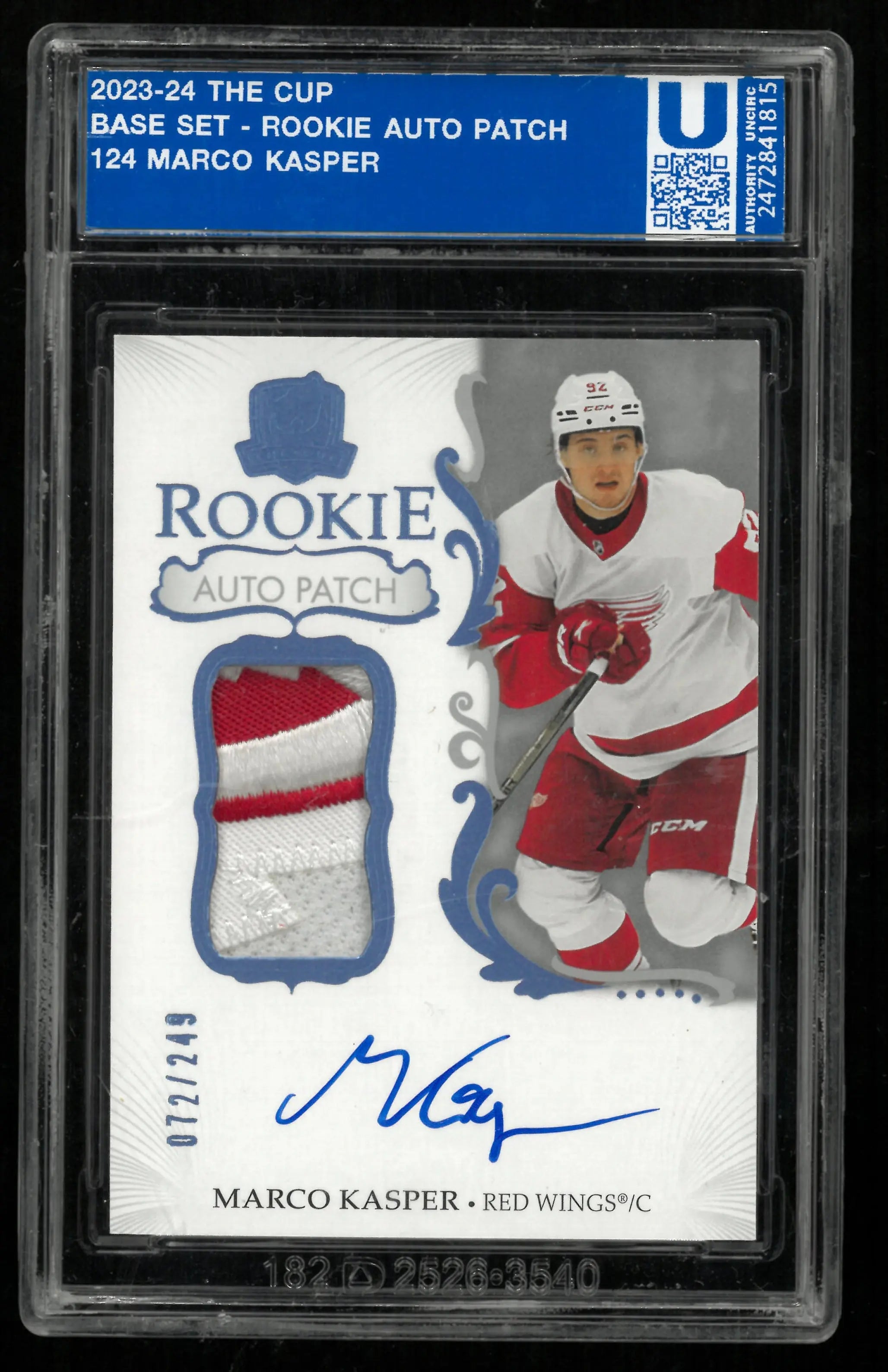 2023-24 Upper Deck The Cup Base Marco Kasper Rookie Patch Autograph Auto /249 