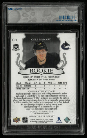 2023-24 Upper Deck The Cup Cole McWard RC Rookie Patch Auto /249 
