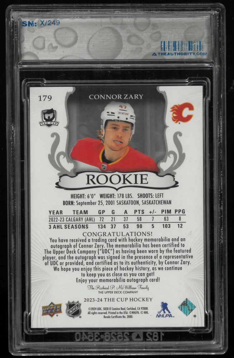 2023-24 Upper Deck The Cup Connor Zary RC Rookie Patch Auto /249 