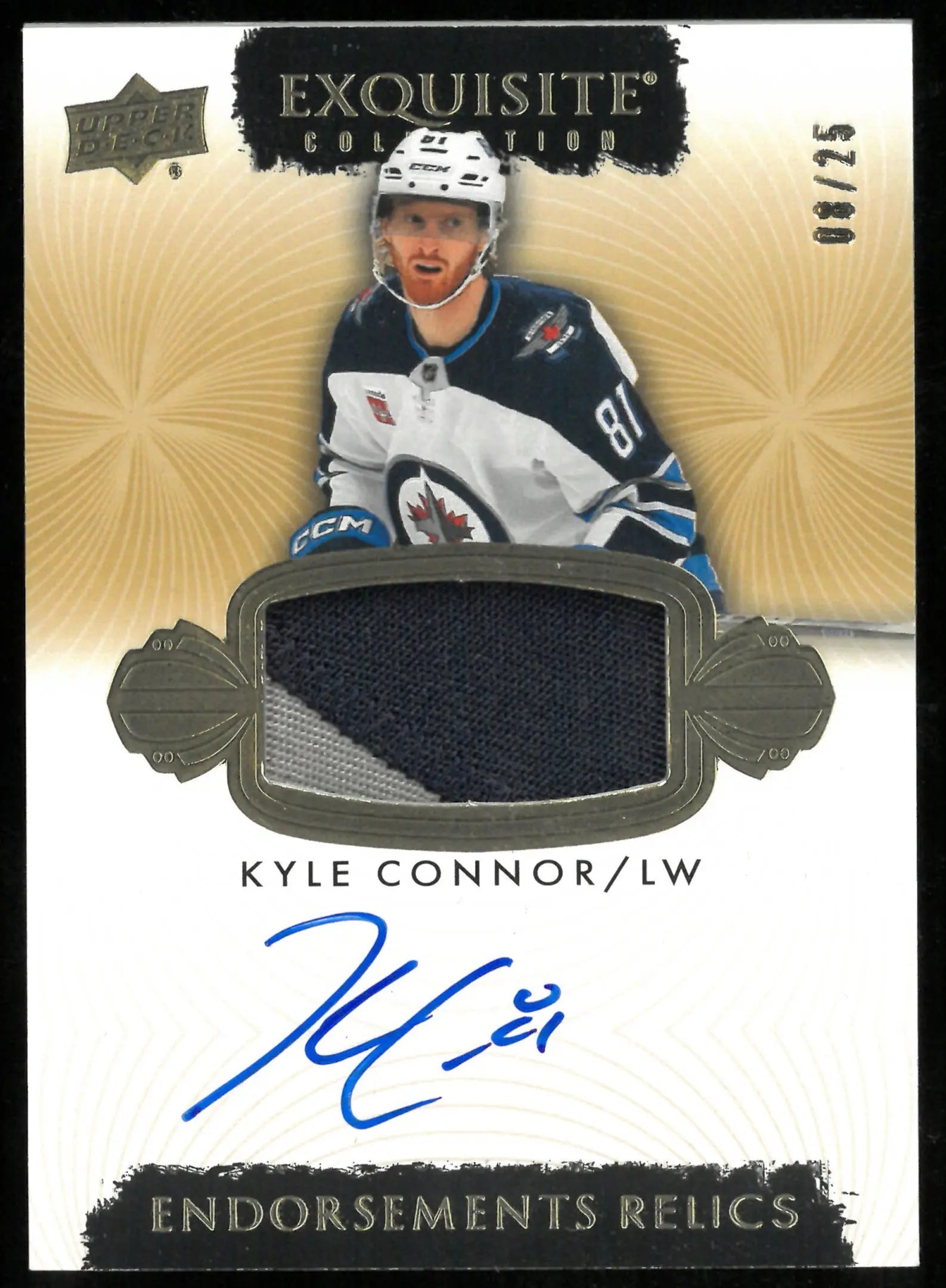 2023-24 Upper Deck The Cup Gold Exquisite Patch Auto Kyle Connor /25 