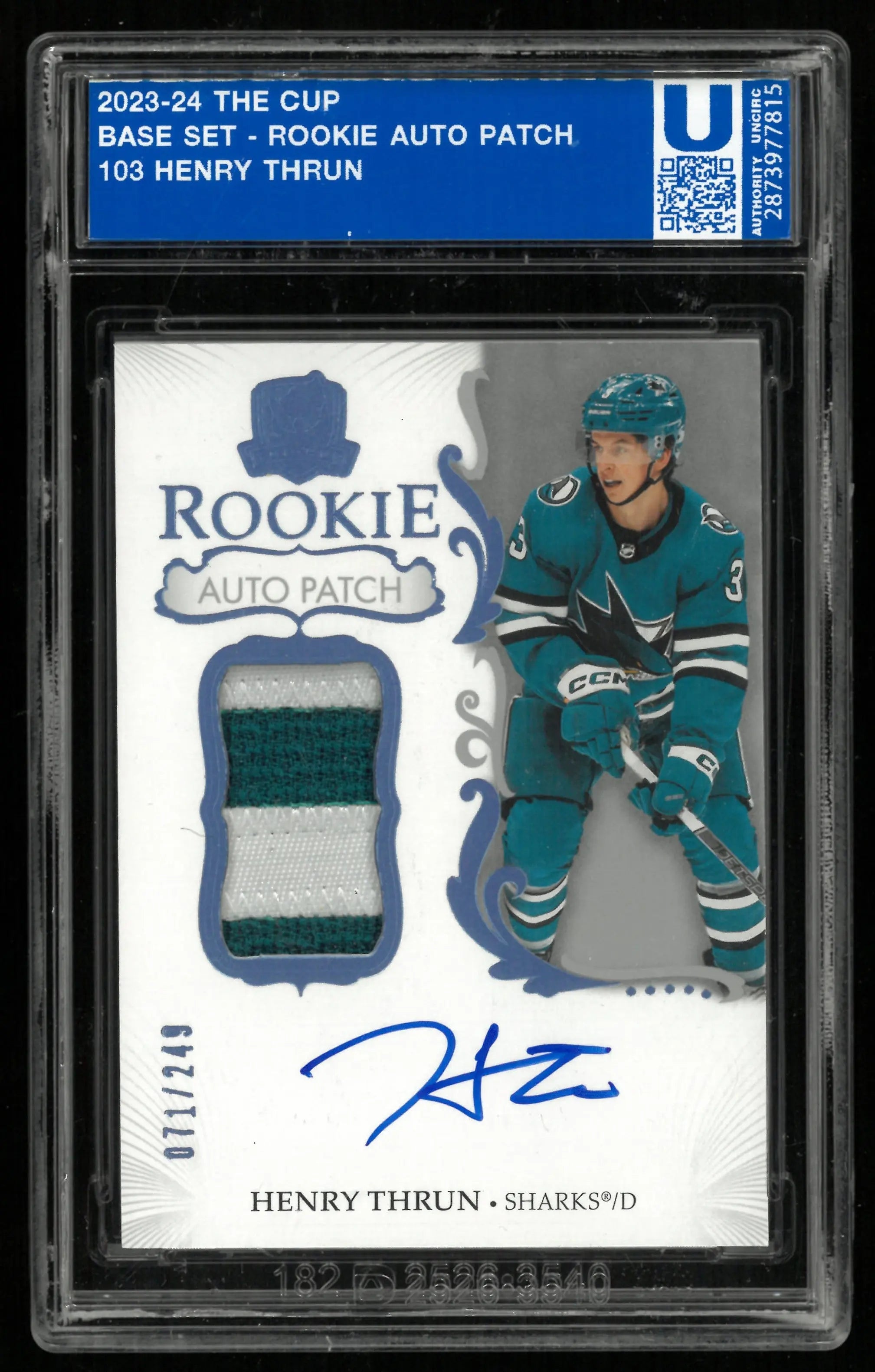 2023-24 Upper Deck The Cup Henry Thrun RC Rookie Patch Auto /249 