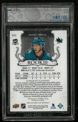2023-24 Upper Deck The Cup Henry Thrun RC Rookie Patch Auto /249 