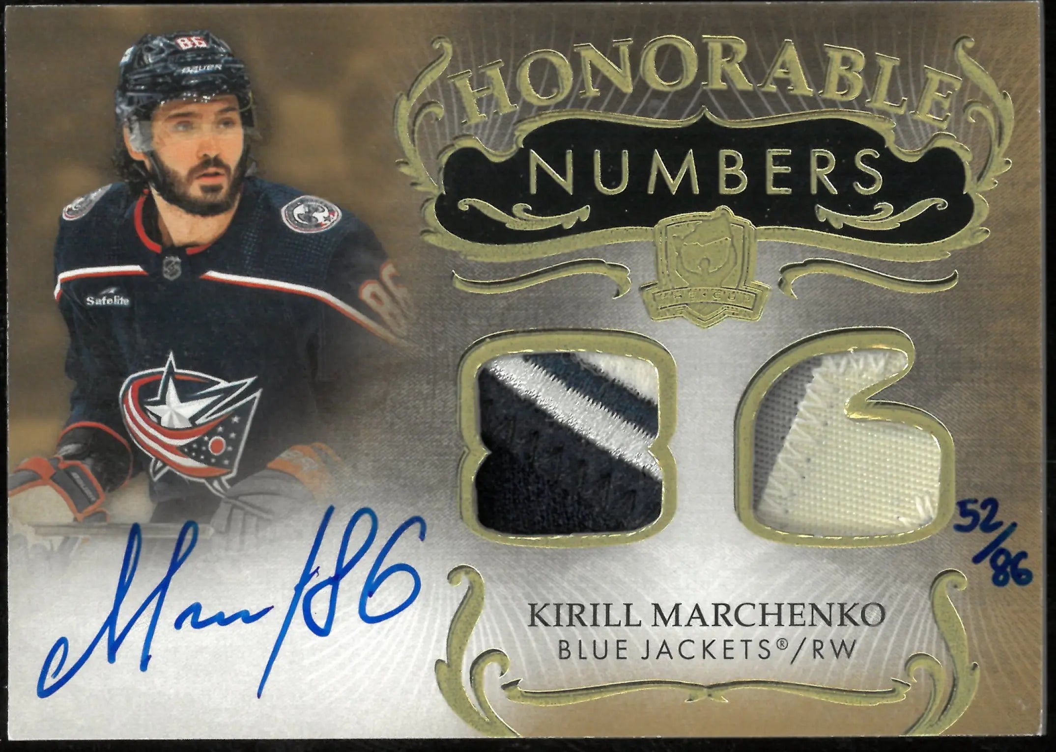 2023-24 Upper Deck The Cup Honorable Numbers Patch Auto Kirill Marchenko /86 