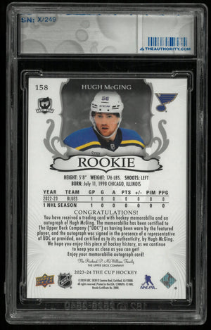 2023-24 Upper Deck The Cup Hugh McGing RC Rookie Patch Auto /249 