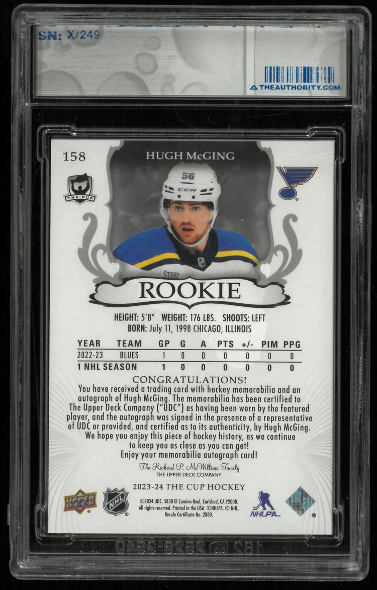 2023-24 Upper Deck The Cup Hugh McGing RC Rookie Patch Auto /249 