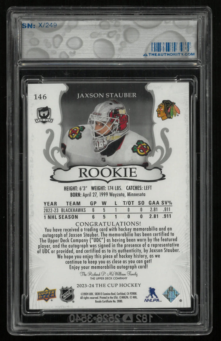 2023-24 Upper Deck The Cup Jaxson Stauber RC Rookie Patch Auto /249 