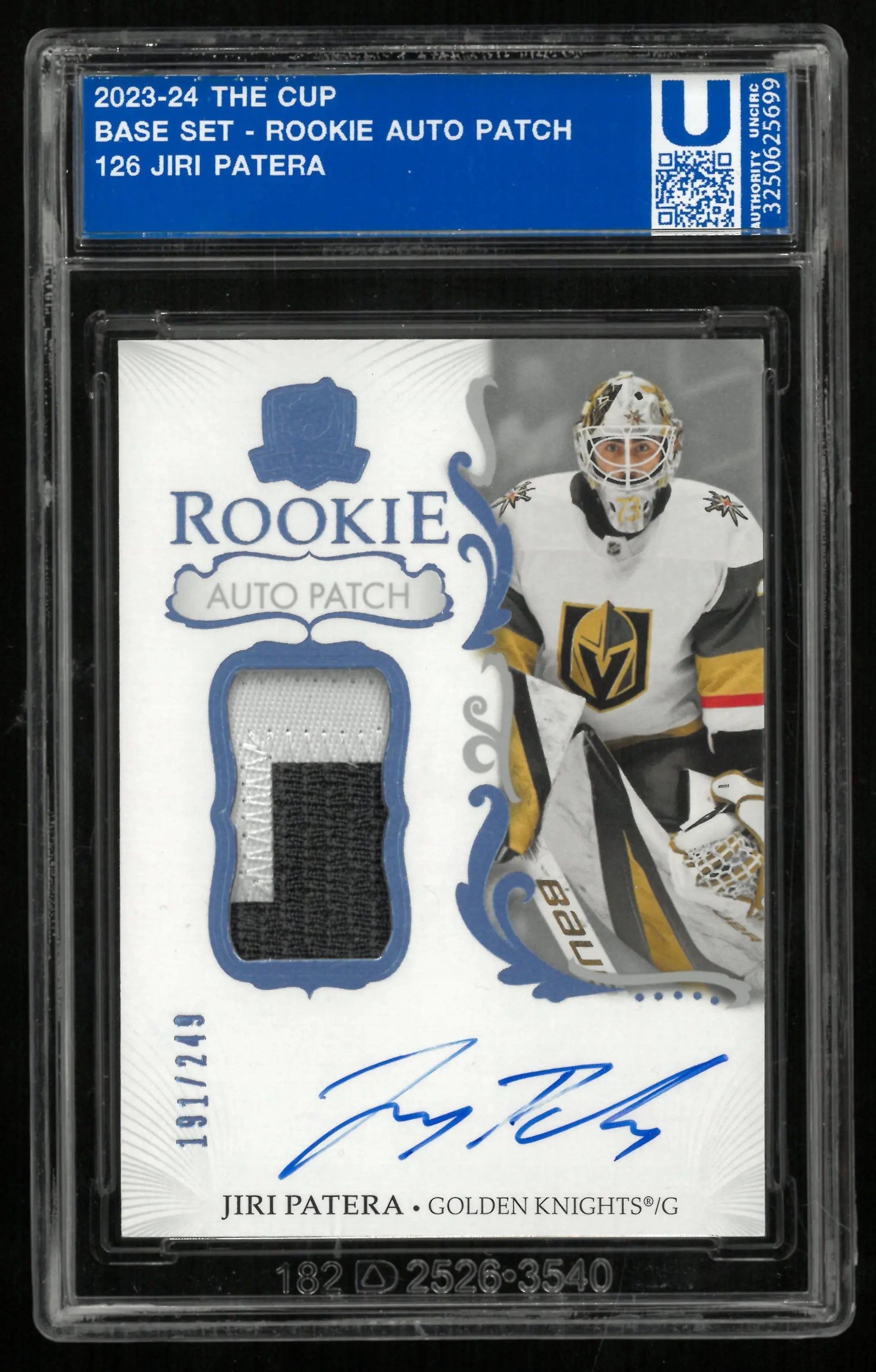 2023-24 Upper Deck The Cup Jiri Patera RC Rookie Patch Auto /249 