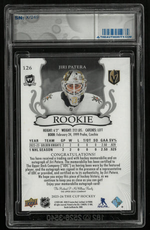 2023-24 Upper Deck The Cup Jiri Patera RC Rookie Patch Auto /249 