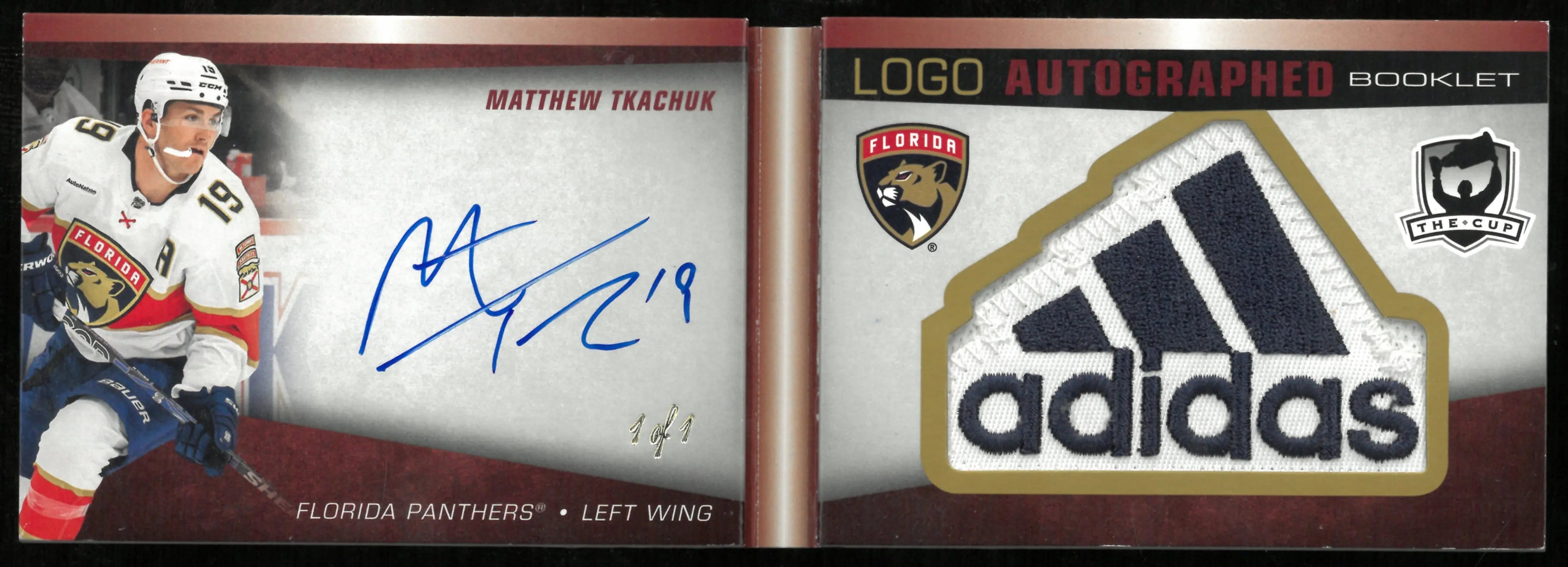 2023-24 Upper Deck The Cup Logo Patch Auto Booklet Matthew Tkachuk 1/1 