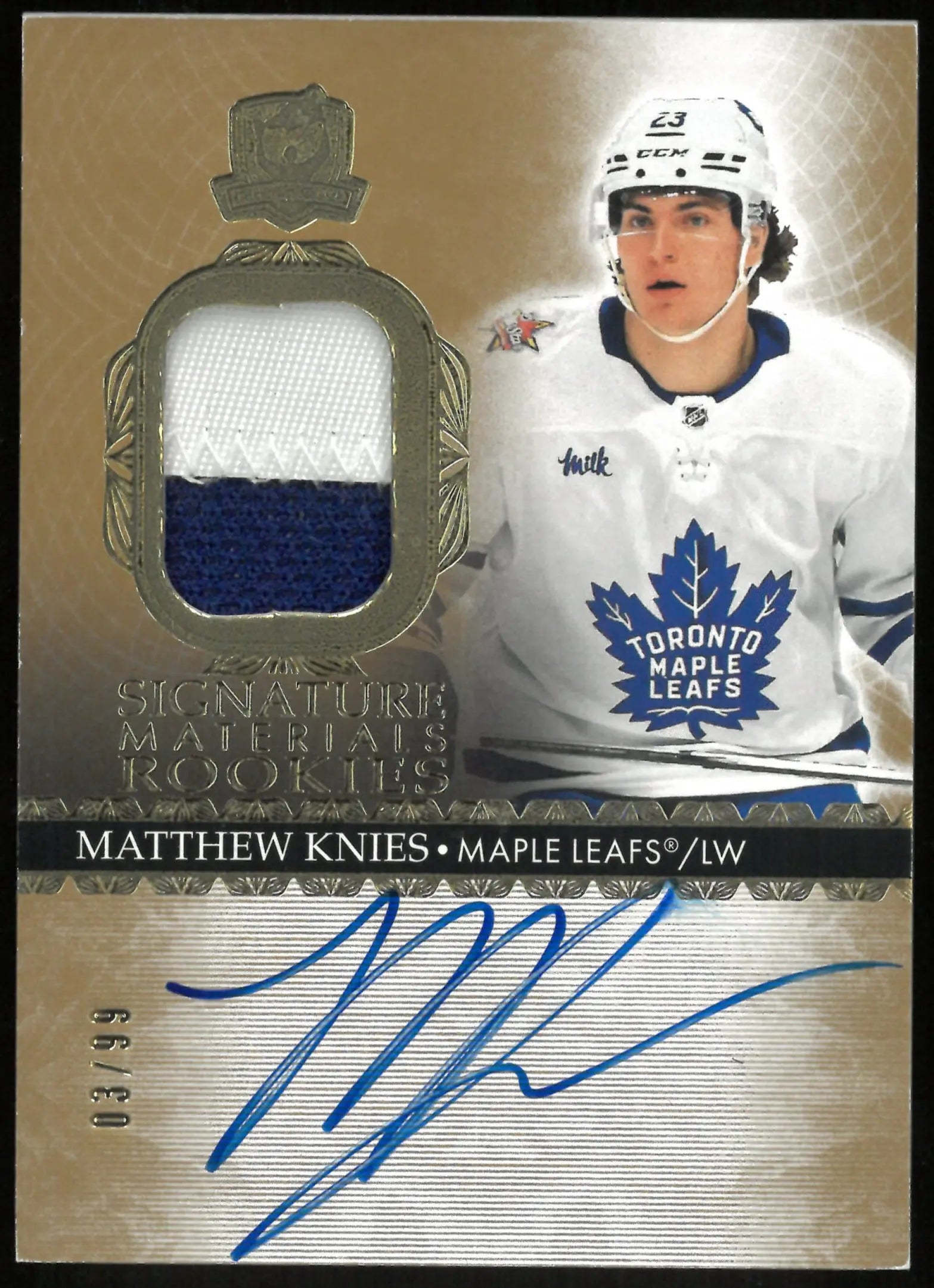 2023-24 Upper Deck The Cup Matthew Knies RC Rookie Materials Patch Auto /99 