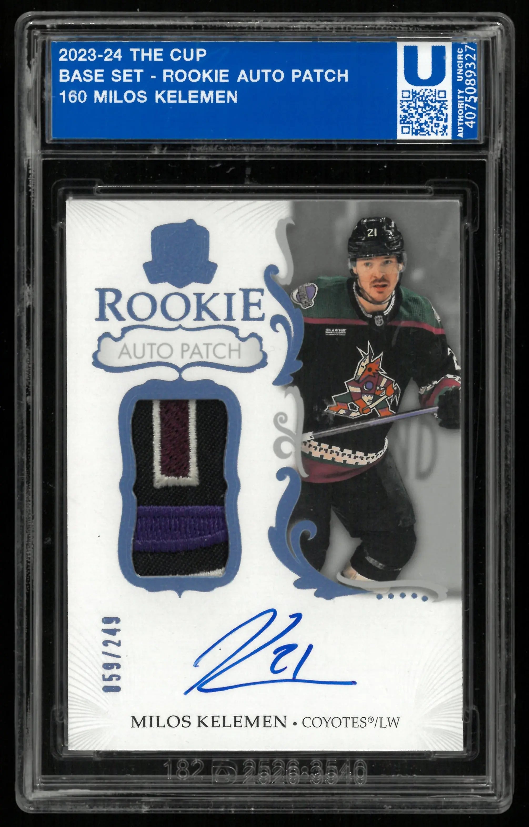 2023-24 Upper Deck The Cup Milos Kelemen RC Rookie Patch Auto /249 