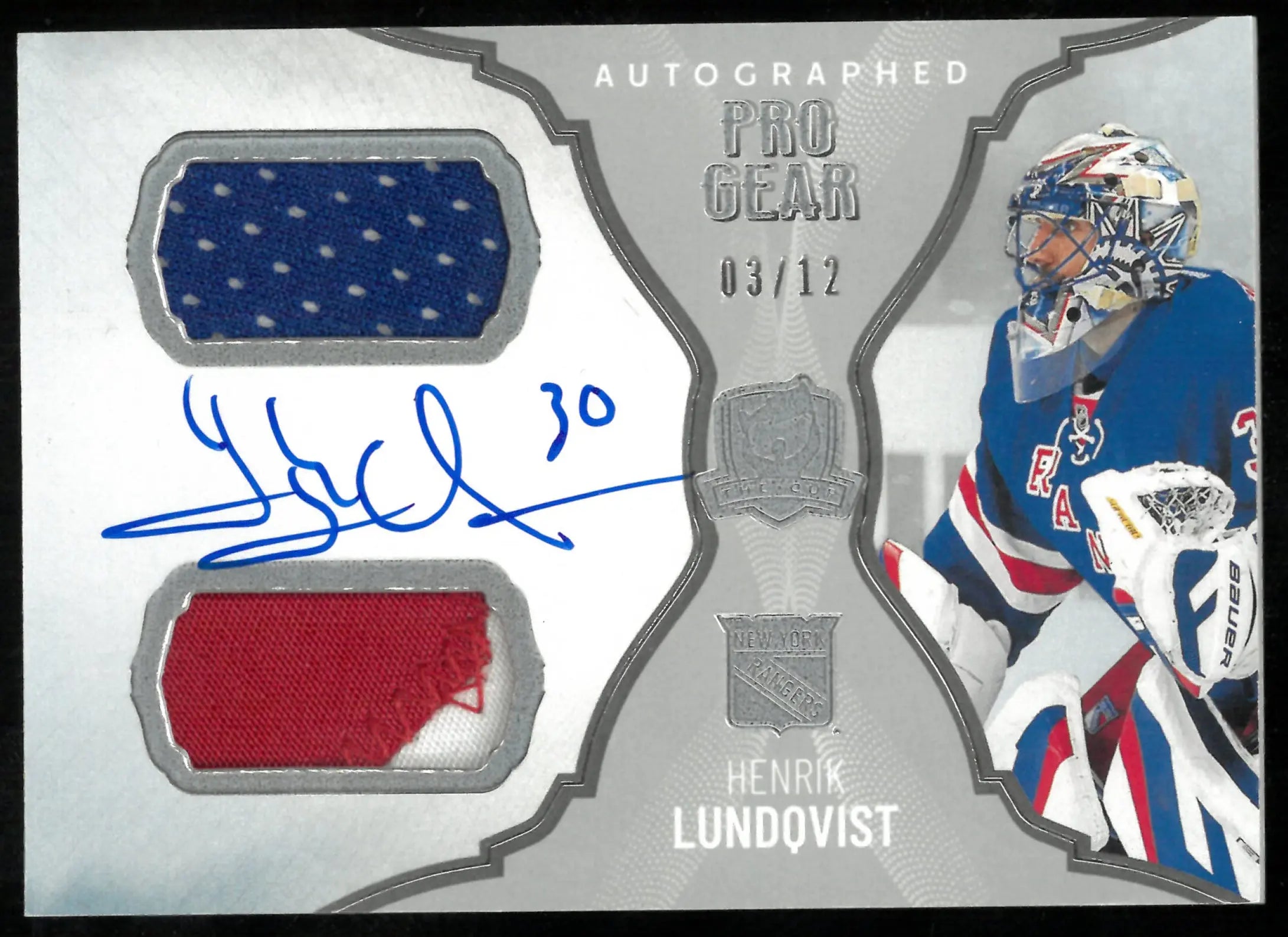 2023-24 Upper Deck The Cup Pro Gear Dual Patch Auto Henrik Lundqvust /12 