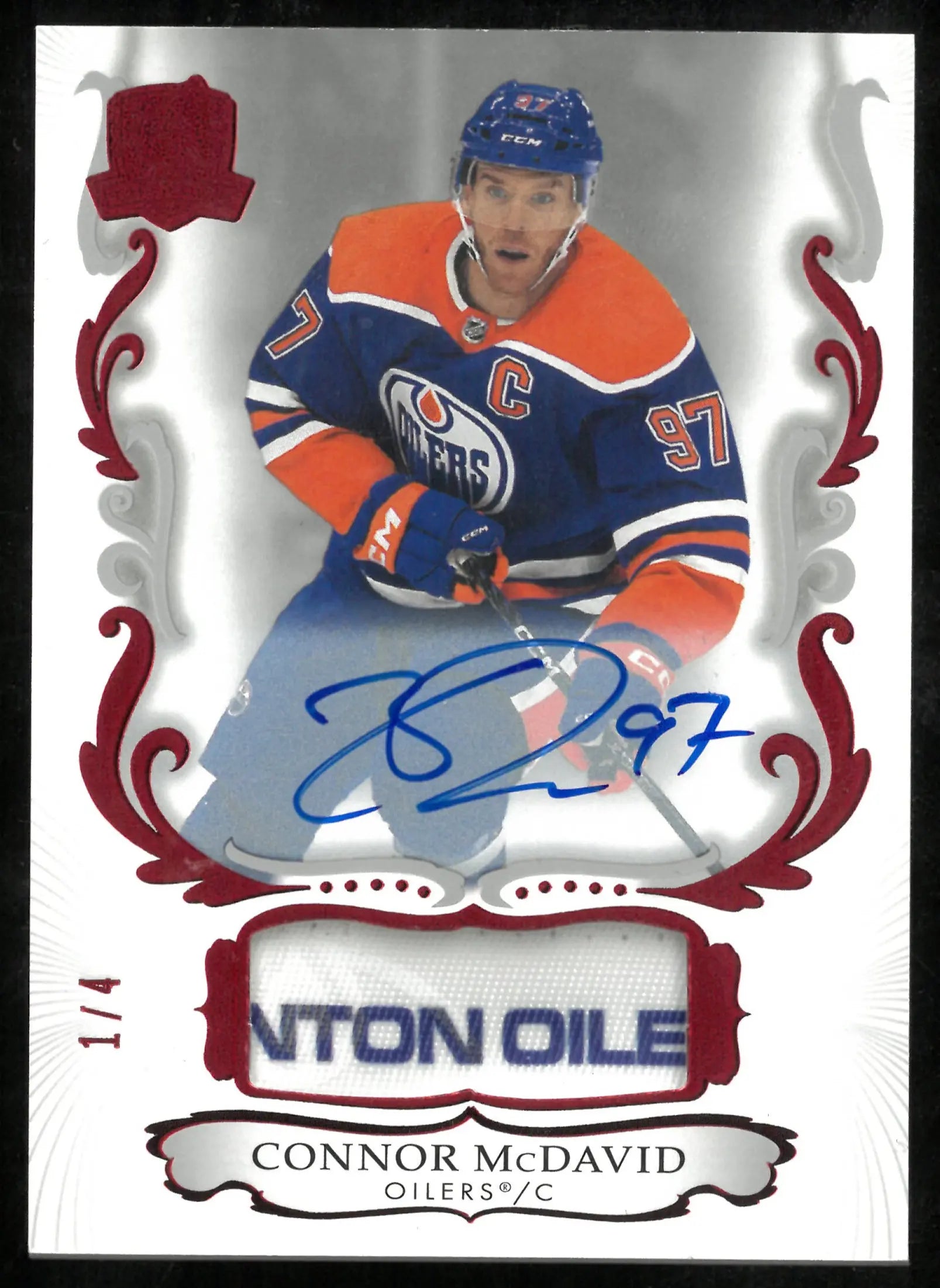 2023-24 Upper Deck The Cup Red Patch Auto Connor McDavid /4 SSP 